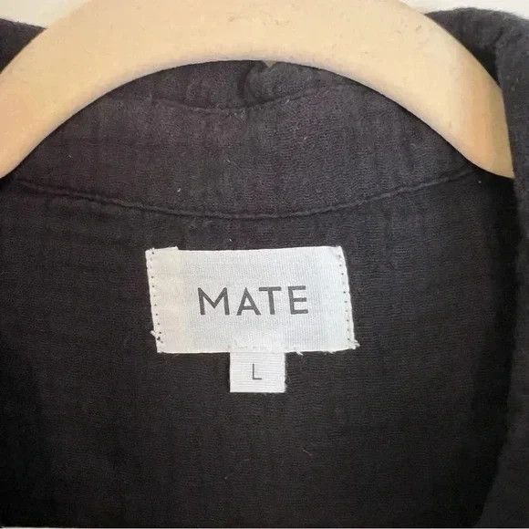 MATE The Label 100% Organic Cotton‎ Gauze Button Down Shirt BLACK SZ L NWOT - Picture 6 of 6